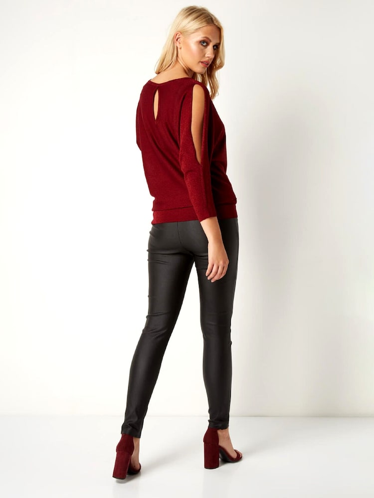 Roman Red Split Sleeve Top - Image 2 of 3