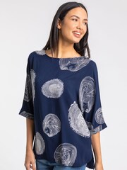 Roman Blue Linear Abstract Print Tunic Top - Image 1 of 4