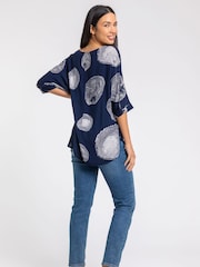 Roman Blue Linear Abstract Print Tunic Top - Image 2 of 4