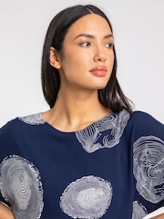 Roman Blue Linear Abstract Print Tunic Top - Image 4 of 4