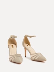 Linzi Gold Serri Court Stiletto Heels With Mesh Front Detail - Image 3 of 5