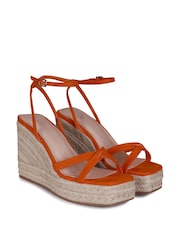 Linzi Orange Desta Rope Platform Wedge With Cross Over Front Straps - Image 3 of 4