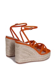 Linzi Orange Desta Rope Platform Wedge With Cross Over Front Straps - Image 4 of 4