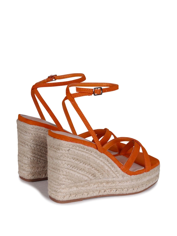 Linzi Orange Desta Rope Platform Wedge With Cross Over Front Straps - Image 4 of 4