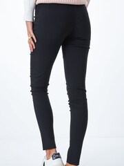 Roman Black Full Length Mock Fly Stretch Trousers - Image 2 of 4