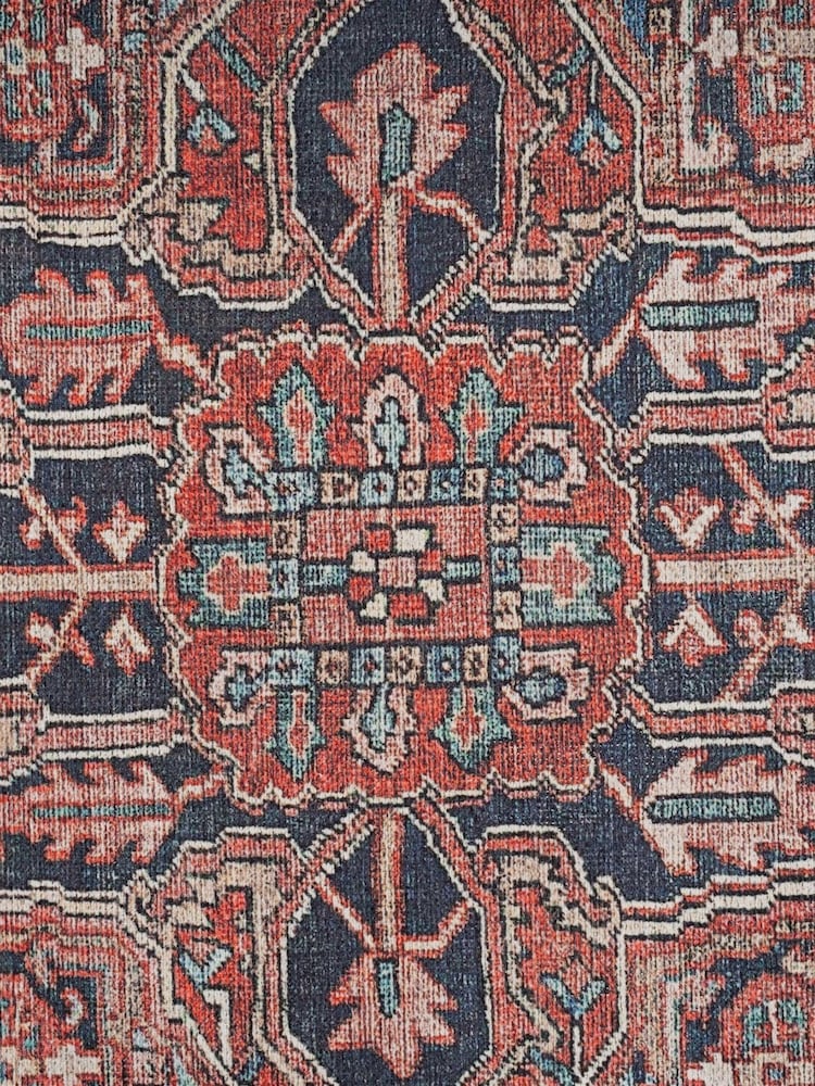 kukoon Red Washable Savanna Flatwoven Vintage Style Traditional Rug - Image 2 of 6