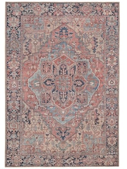 kukoon Red Washable Savanna Flatwoven Vintage Style Traditional Rug - Image 4 of 6
