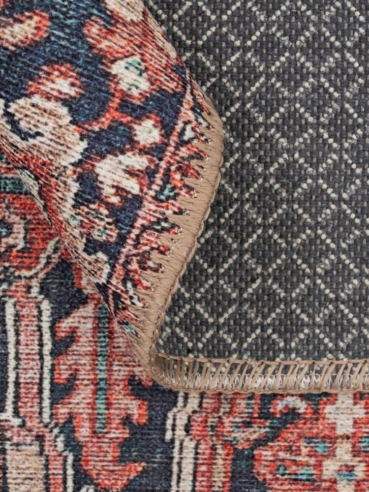 kukoon Red Washable Savanna Flatwoven Vintage Style Traditional Rug - Image 6 of 6