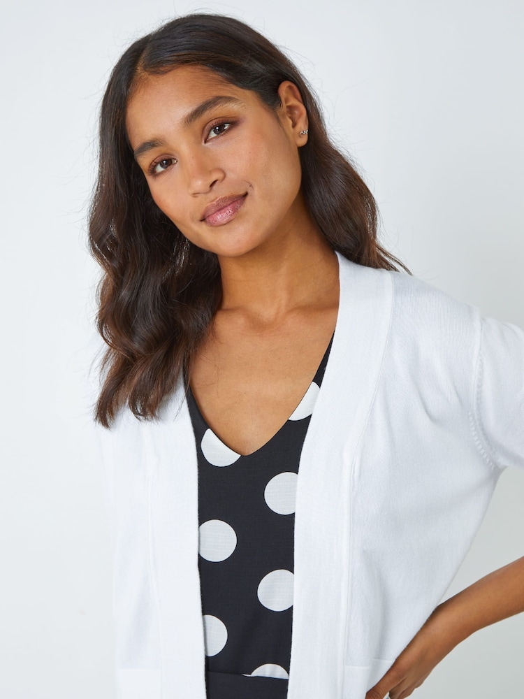 Roman White Knitted Bow Detail Shrug - Image 1 of 5