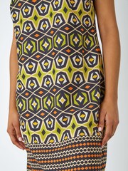 Roman Green Geometric Border Print Shift Dress - Image 5 of 5