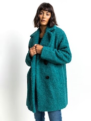 Roman Green Longline Teddy Coat - Image 1 of 4