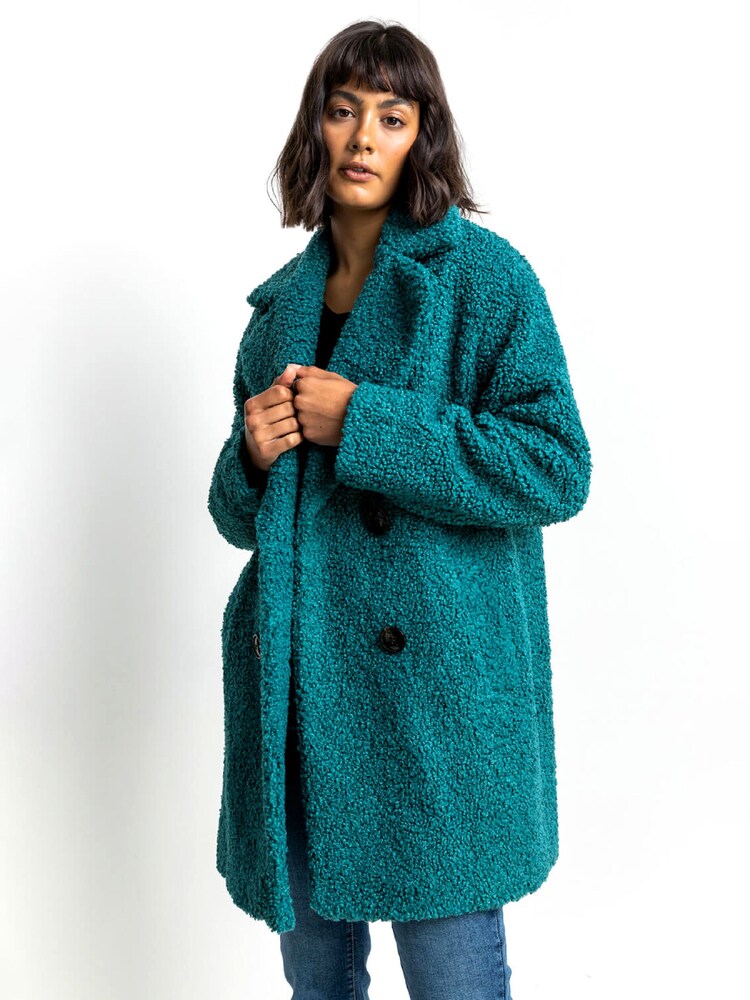 Roman Green Longline Teddy Coat - Image 1 of 4