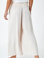 Roman Natural Linen Blend Stretch Waist Culottes - Image 2 of 5