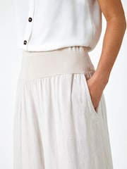 Roman Natural Linen Blend Stretch Waist Culottes - Image 5 of 5