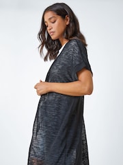 Roman Black Short Sleeve Longline Cardigan - Image 4 of 5