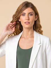 Roman White Ruched 3/4 Sleeve Jacket - Image 4 of 4