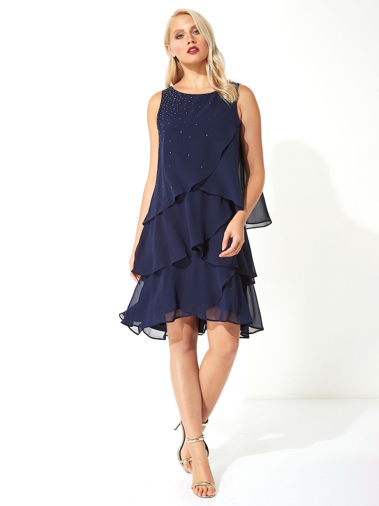 Roman Blue Originals Embellished Frill Swing Dress - Image 2 of 4