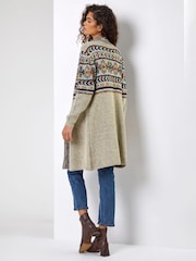 Roman Black Nordic Patterned Longline Cardigan - Image 3 of 6