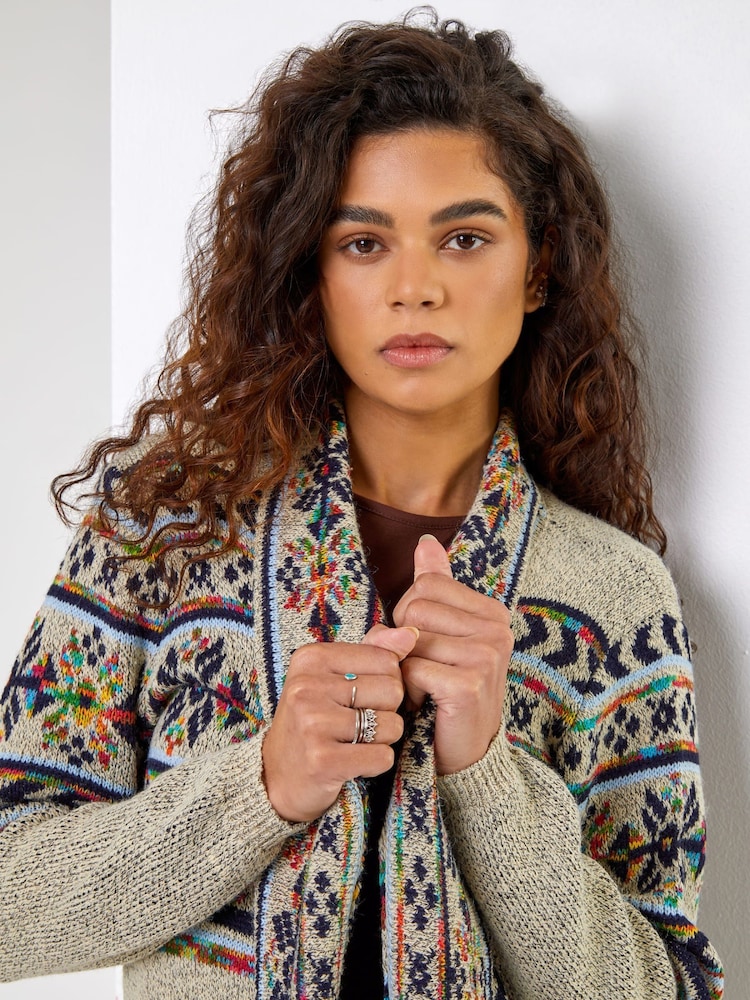 Roman Black Nordic Patterned Longline Cardigan - Image 6 of 6