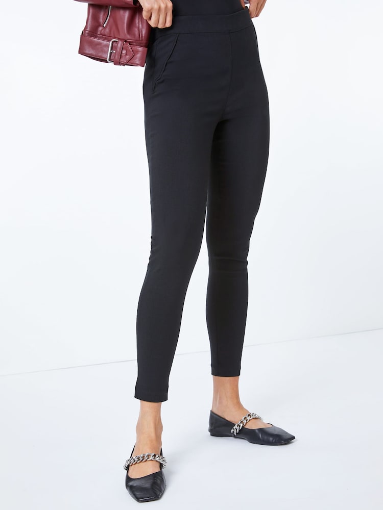 Roman Black Full Length Mock Pocket Stretch Trousers - Image 1 of 5