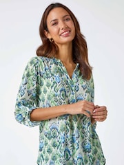 Roman Green Roman Patterned Burnout Print Relaxed Top - Image 1 of 5