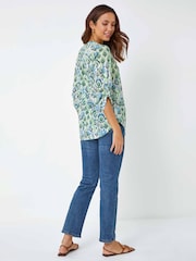 Roman Green Roman Patterned Burnout Print Relaxed Top - Image 2 of 5