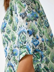 Roman Green Roman Patterned Burnout Print Relaxed Top - Image 5 of 5