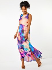 Roman Blue Light Petite Abstarct Print Maxi Dress - Image 1 of 5