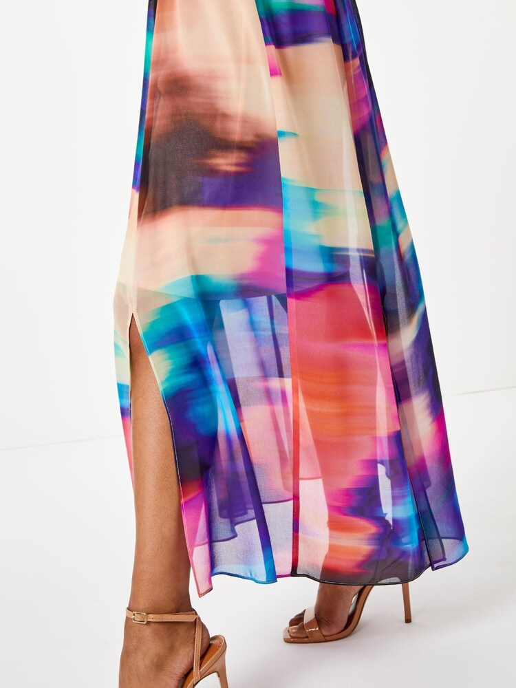Roman Blue Light Petite Abstarct Print Maxi Dress - Image 5 of 5