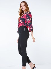 Roman Black Full Length Side Zip Stretch Trousers - Image 3 of 5