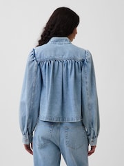Gap Light Wash Denim Balloon-Sleeve Crop Swing Jacket - Image 2 of 5