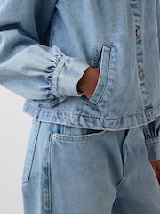Gap Light Wash Denim Balloon-Sleeve Crop Swing Jacket - Image 5 of 5