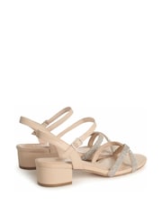 Linzi Nude Vanity Low Block Heeled Sandals With Diamante Straps - Image 4 of 4