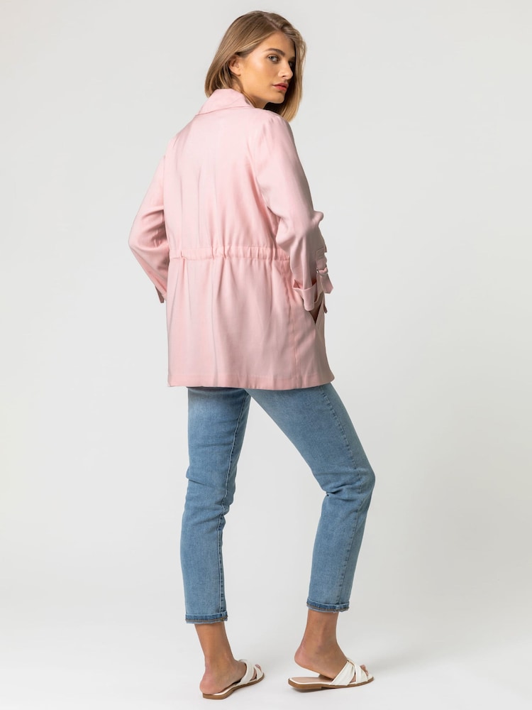 Roman Pink Tie Waist Longline Jacket - Image 2 of 5