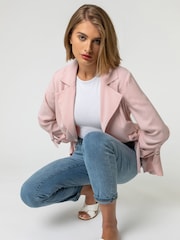 Roman Pink Tie Waist Longline Jacket - Image 4 of 5