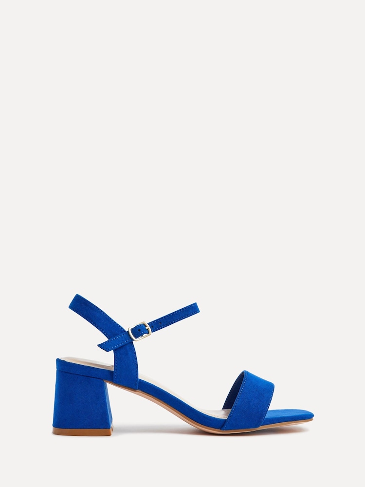 Linzi Cobalt Blue Darcie Low Chunky Block Heeled Sandals - Image 2 of 5 Linzi Cobalt Blue Darcie Low Chunky Block Heeled Sandals - Image 2 of 5