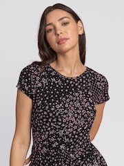 Roman Black Patchwork Floral Midi Dress - Image 4 of 4
