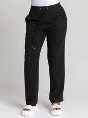 Roman Black Petite Woven Tie Front Joggers - Image 1 of 4