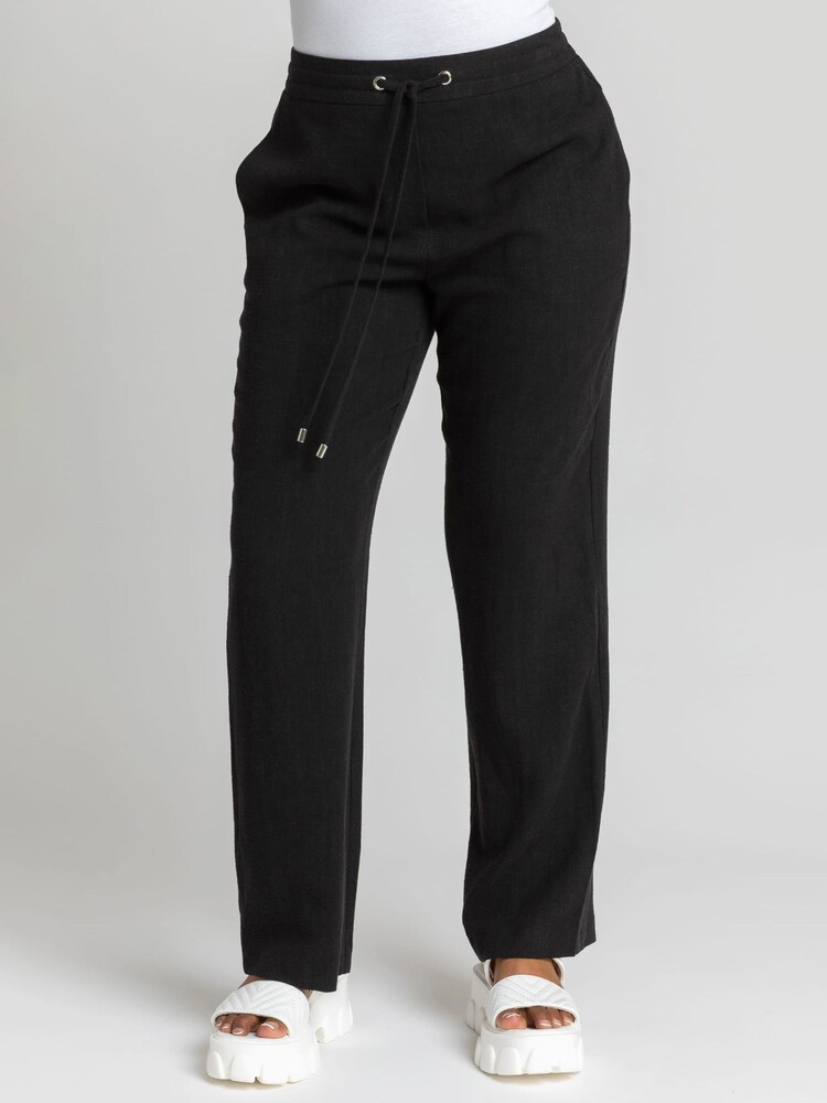 Roman Black Petite Woven Tie Front Joggers - Image 1 of 4