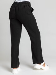 Roman Black Petite Woven Tie Front Joggers - Image 2 of 4