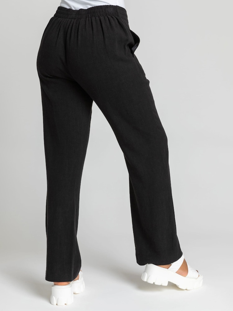Roman Black Petite Woven Tie Front Joggers - Image 2 of 4
