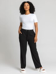 Roman Black Petite Woven Tie Front Joggers - Image 3 of 4