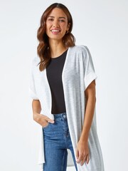 Roman White Short Sleeve Longline Cardigan - Image 1 of 5