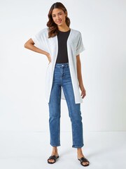 Roman White Short Sleeve Longline Cardigan - Image 3 of 5