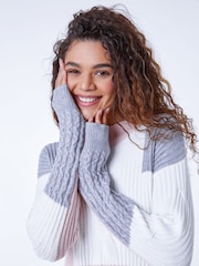 Roman Pink High Neck Colourblock Cable Knit Jumper - Image 4 of 5