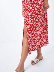 Roman Red Ditsy Floral Print Jersey Fit & Flare Dress - Image 5 of 5
