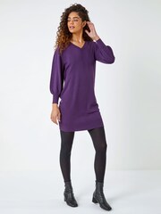 Roman Purple Knitted Jumper Dress - Image 3 of 6