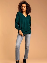 Roman Dark Green V-Neck Long Sleeve Jumper - Image 1 of 4
