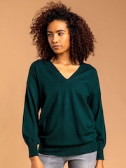Roman Dark Green V-Neck Long Sleeve Jumper - Image 3 of 4