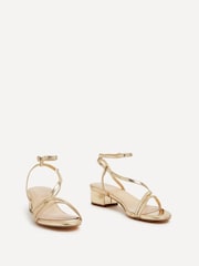 Linzi Gold Calista Block Heeled Sandals With Cross Over Front Straps - Image 3 of 5